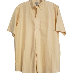 L.L Bean Men's Pale‎ Yellow Short Sleeve  Button-down Size 17 Tall